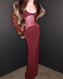 Nyxara Sheer Knit Curve Maxi Dress In Merlot