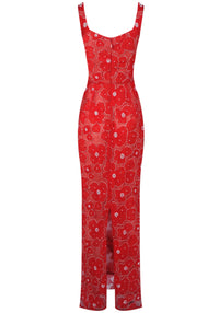 Phyxira Crystal Floral Maxi Dress In Red