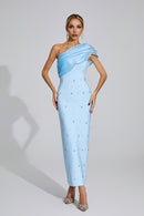 Eryndra Diamond Bandage Maxi Dress In Blue