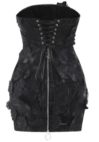 Nacho Strapless Embroidered Floral Mini Dress In Black