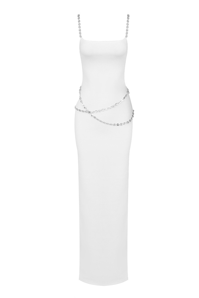 Carter Simple Chain Strap Maxi Dress In White