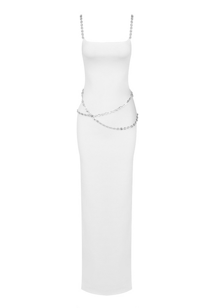 Carter Simple Chain Strap Maxi Dress In White