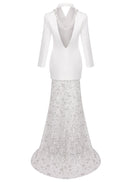 Nedelya Crystal-Embellished Backless Suit Blazer And Maxi Skirt Set