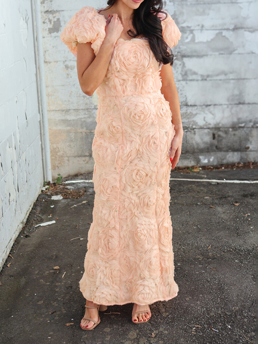 Leinani Short Sleeve Floral Midi Dress In Coral