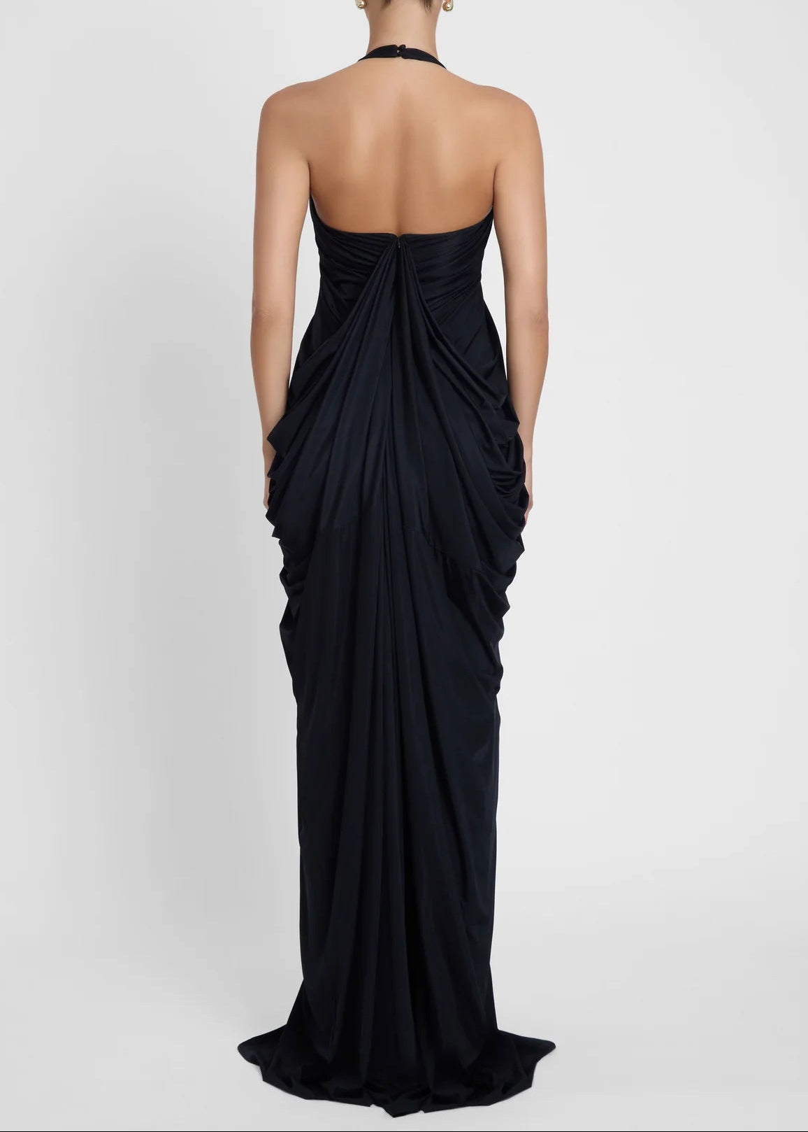 Ferdowsi Halter Draped Design Maxi Dress In Black