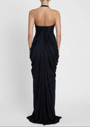 Ferdowsi Halter Draped Design Maxi Dress In Black