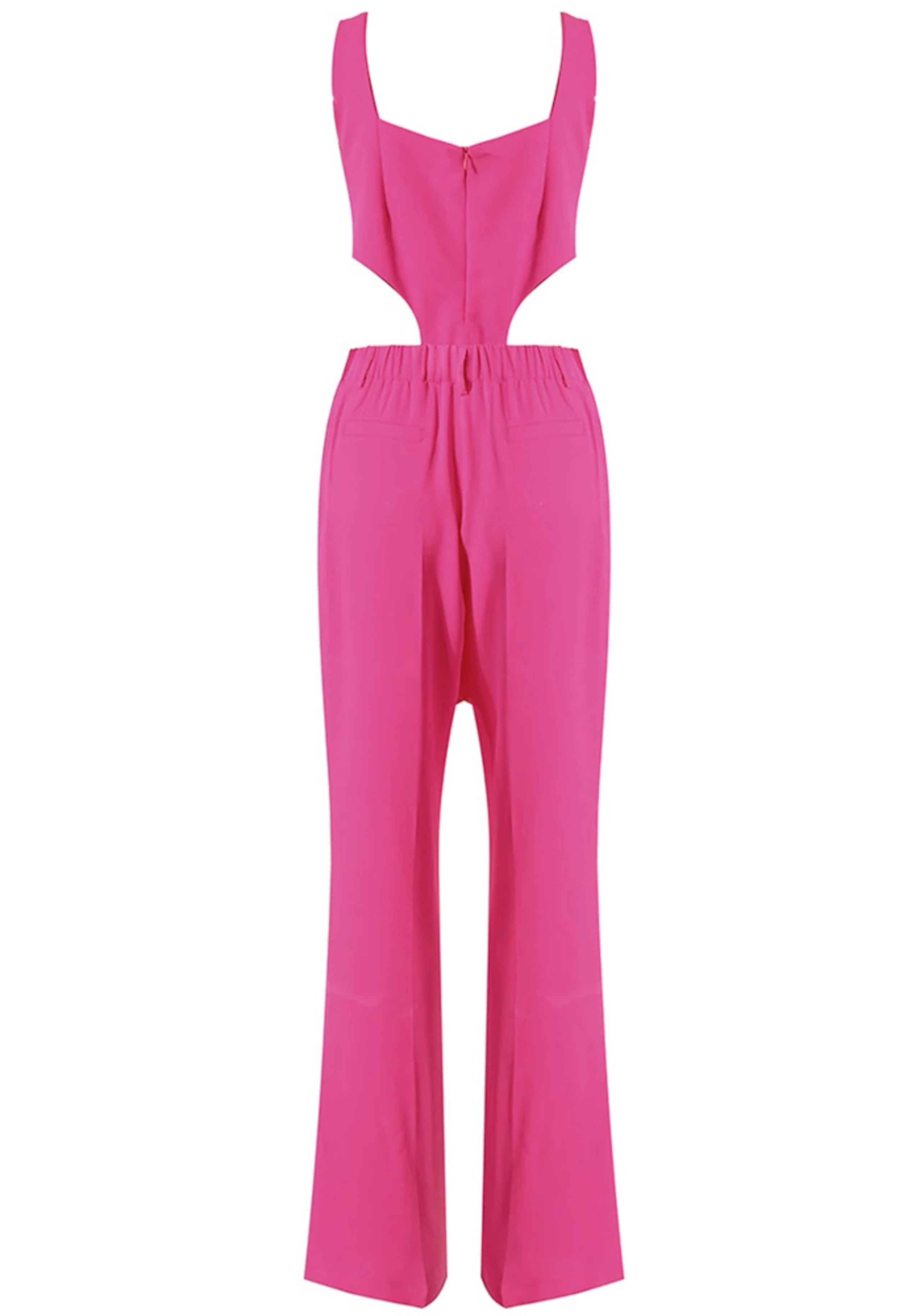 Naiara Long Sleeve Blazer Jumpsuit Suit Hot In Pink