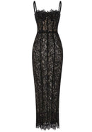 Azdorin Lace Bustier Detail Maxi Dress In Black