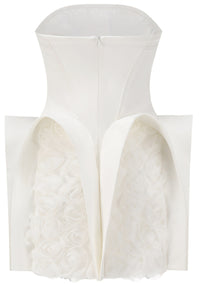 Jasmijn Strapless Floral Mini Dress In White