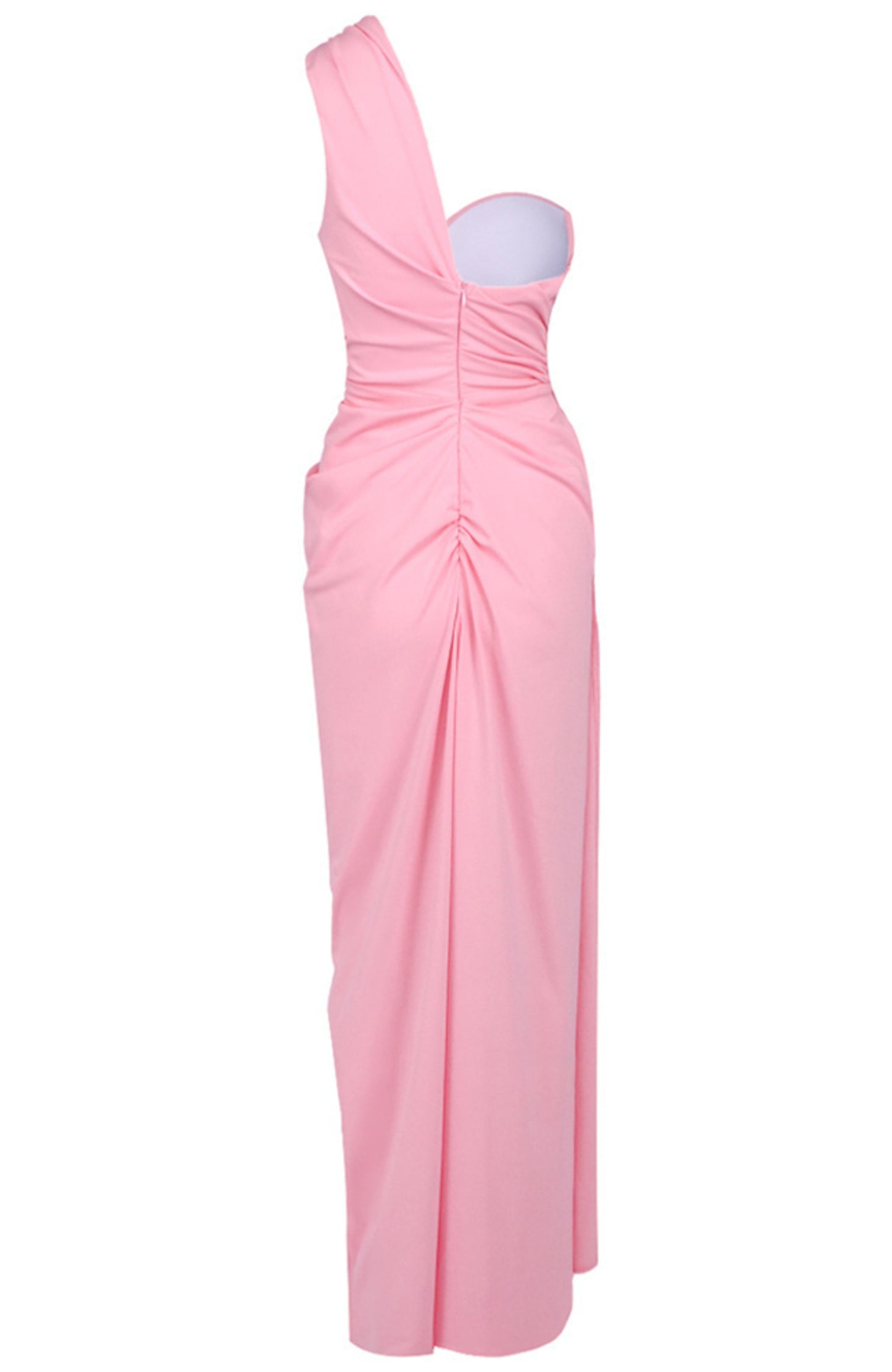 Syrax One Shoulder Draped Maxi Dress In Pink