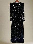 Agrafena Crystal Embellished Maxi Dress In Black