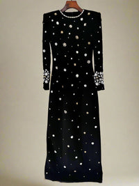 Agrafena Crystal Embellished Maxi Dress In Black