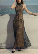 Cyalith Lace A Line Maxi Dress In Black