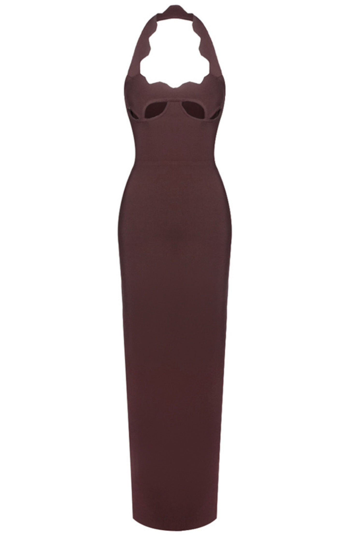 Bakir Halter Cutout Bustier Maxi Dress In Brown