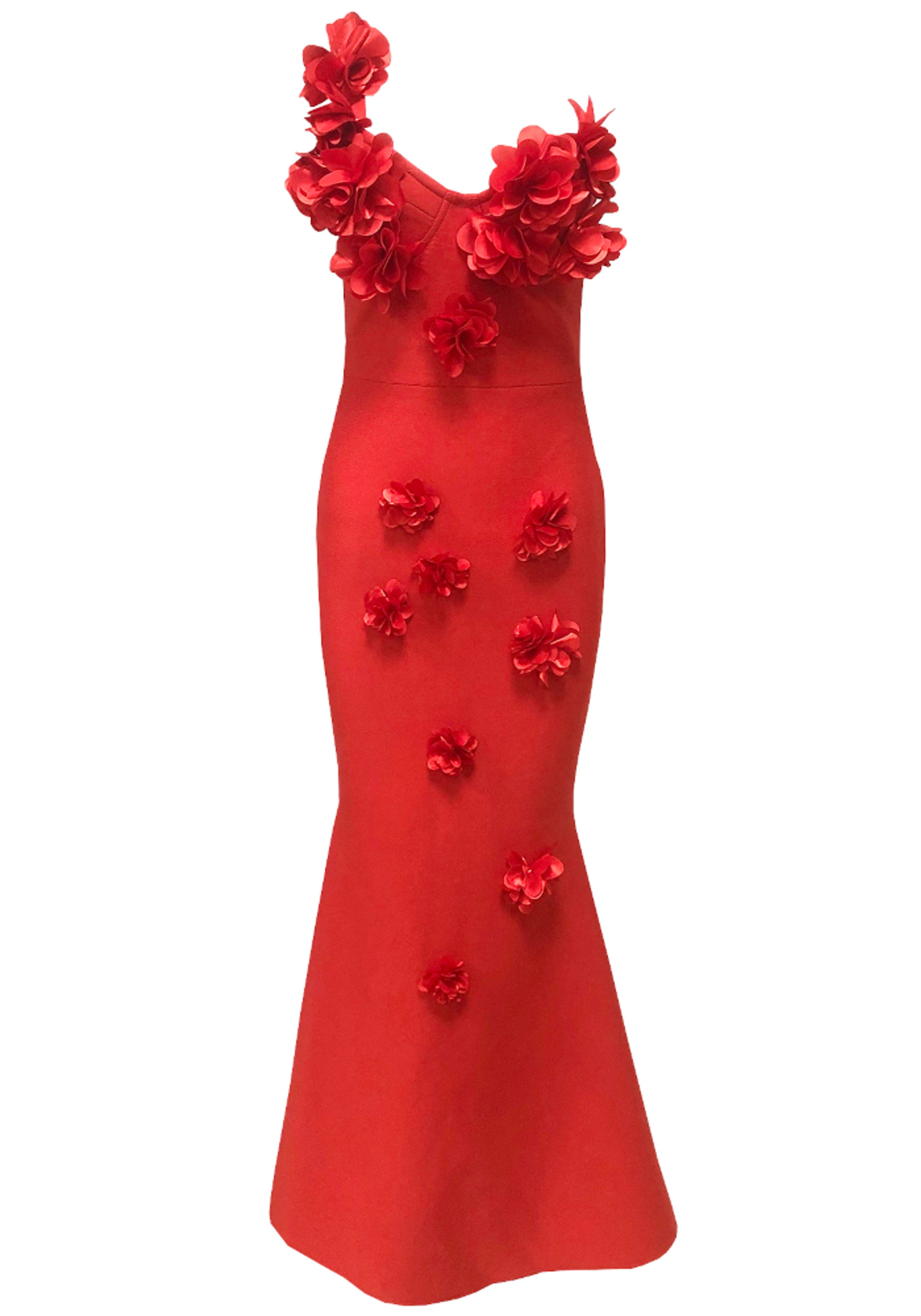 Brazmir Floral One Shoulder Maxi Dress In Red