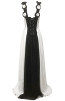 Aibhne Floral Detail Corset A Line Maxi Dress In Black White