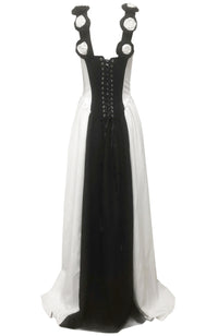 Aibhne Floral Detail Corset A Line Maxi Dress In Black White