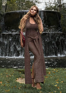 Mansi Halter Sparkly Maxi Dress In Brown