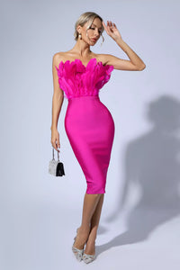 Ferley Strapless Feather Bandage Dress