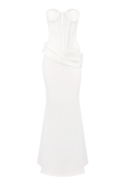 Linaeve Strapless Corset Maxi Two Piece Dress In White