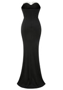 Silvior Strapless Floral Bustier Maxi Dress In Black Silver