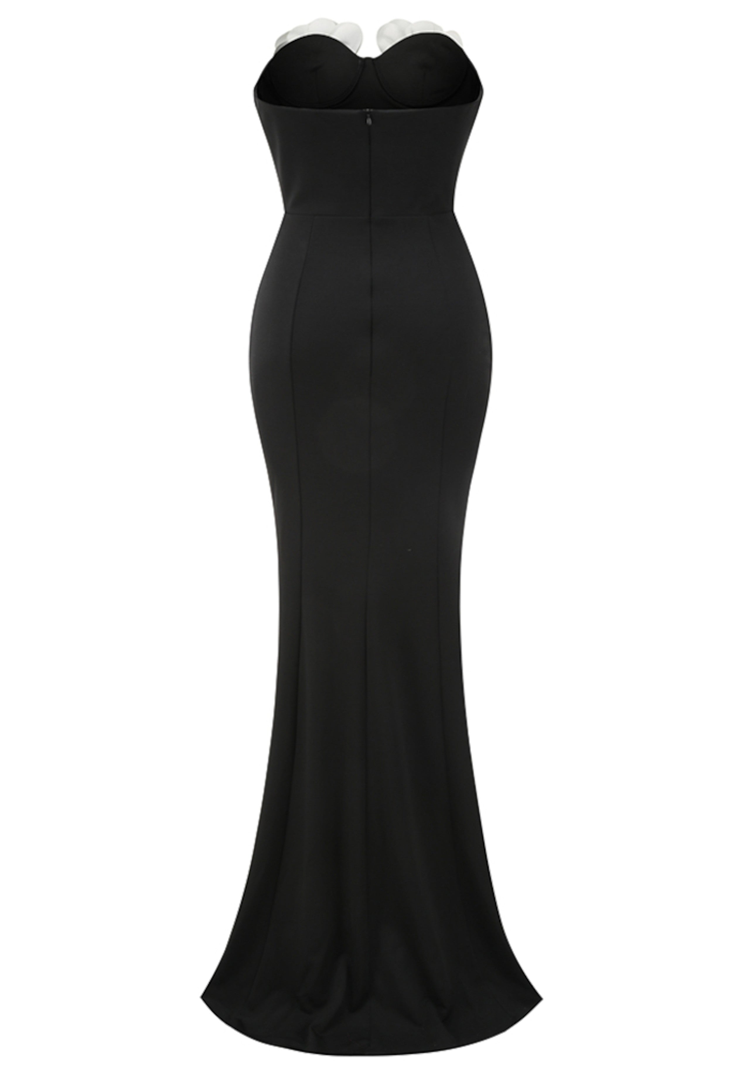 Silvior Strapless Floral Bustier Maxi Dress In Black Silver