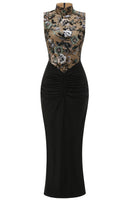 Ailbern Floral Embroidered Maxi Dress In Black