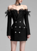 Joycelynn Off Shoulder Lace Blazer Mini Dress