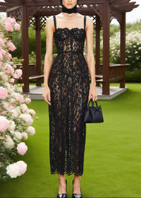 Nexory Strappy Lace Backless Maxi Dress