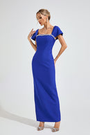 Syronix Marine Blue Diamond Bandage Dress
