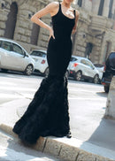 Nalima Floral Mermaid Maxi Dress In Black