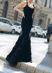 Nalima Floral Mermaid Maxi Dress In Black