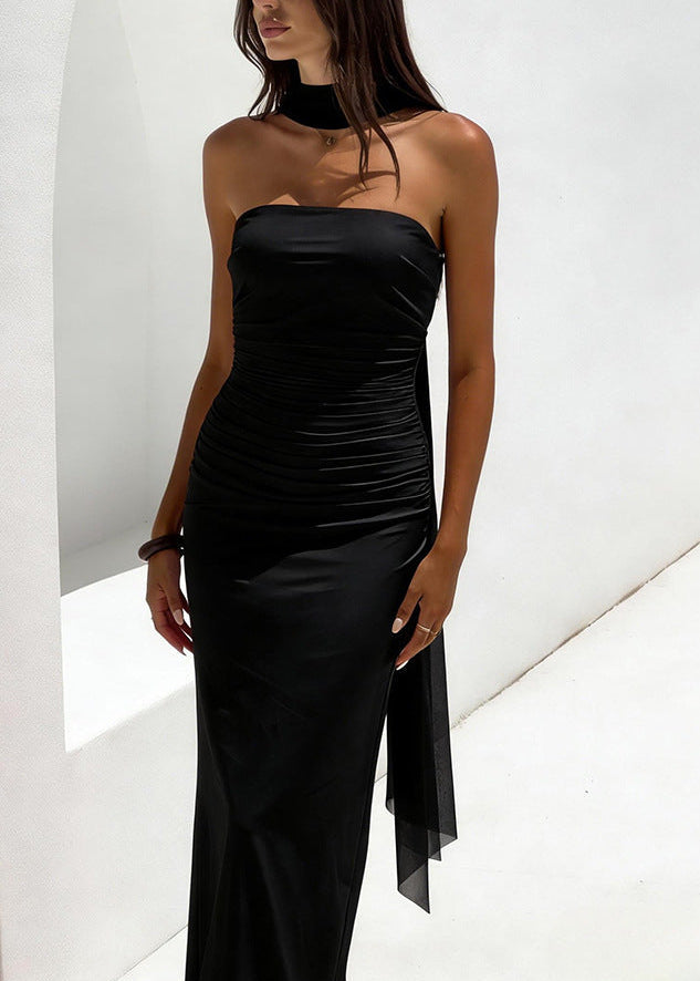 Alvilde Strapless Scarf Maxi Dress In Black