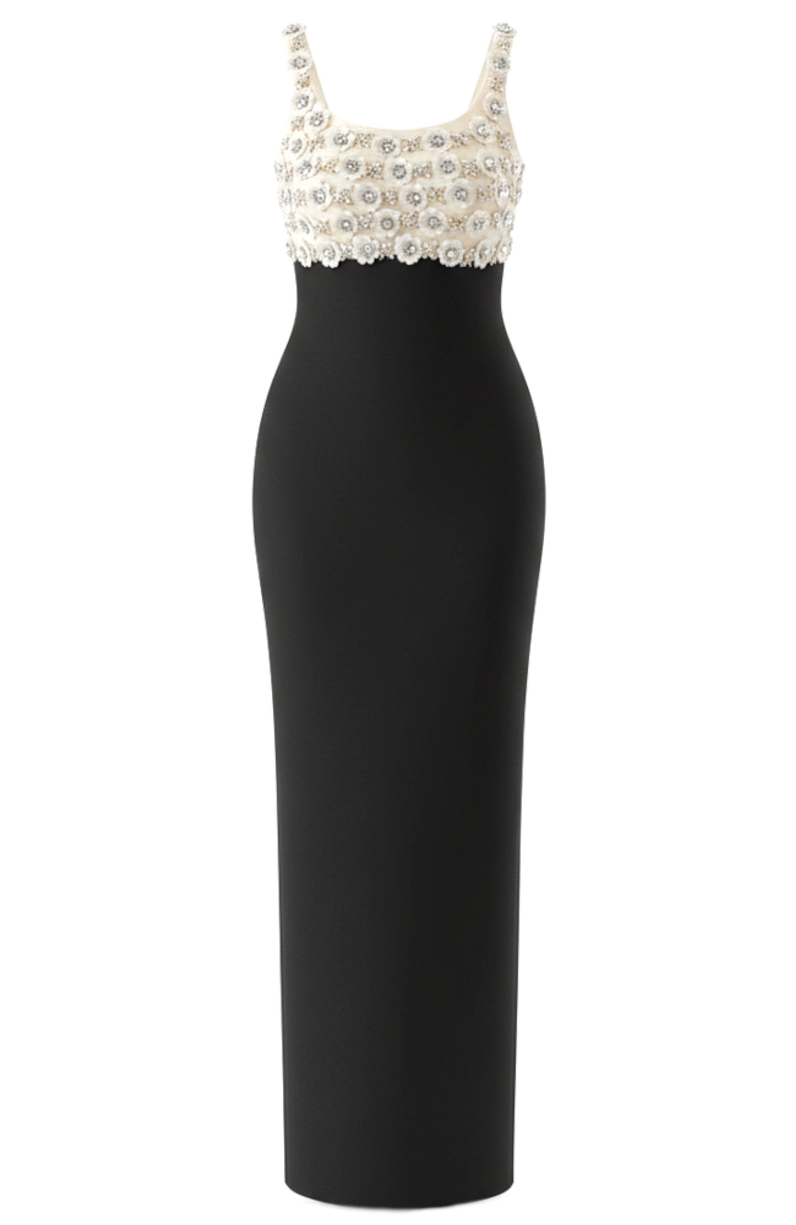 Isometry Floral Bustier Maxi Dress Black In Ivory