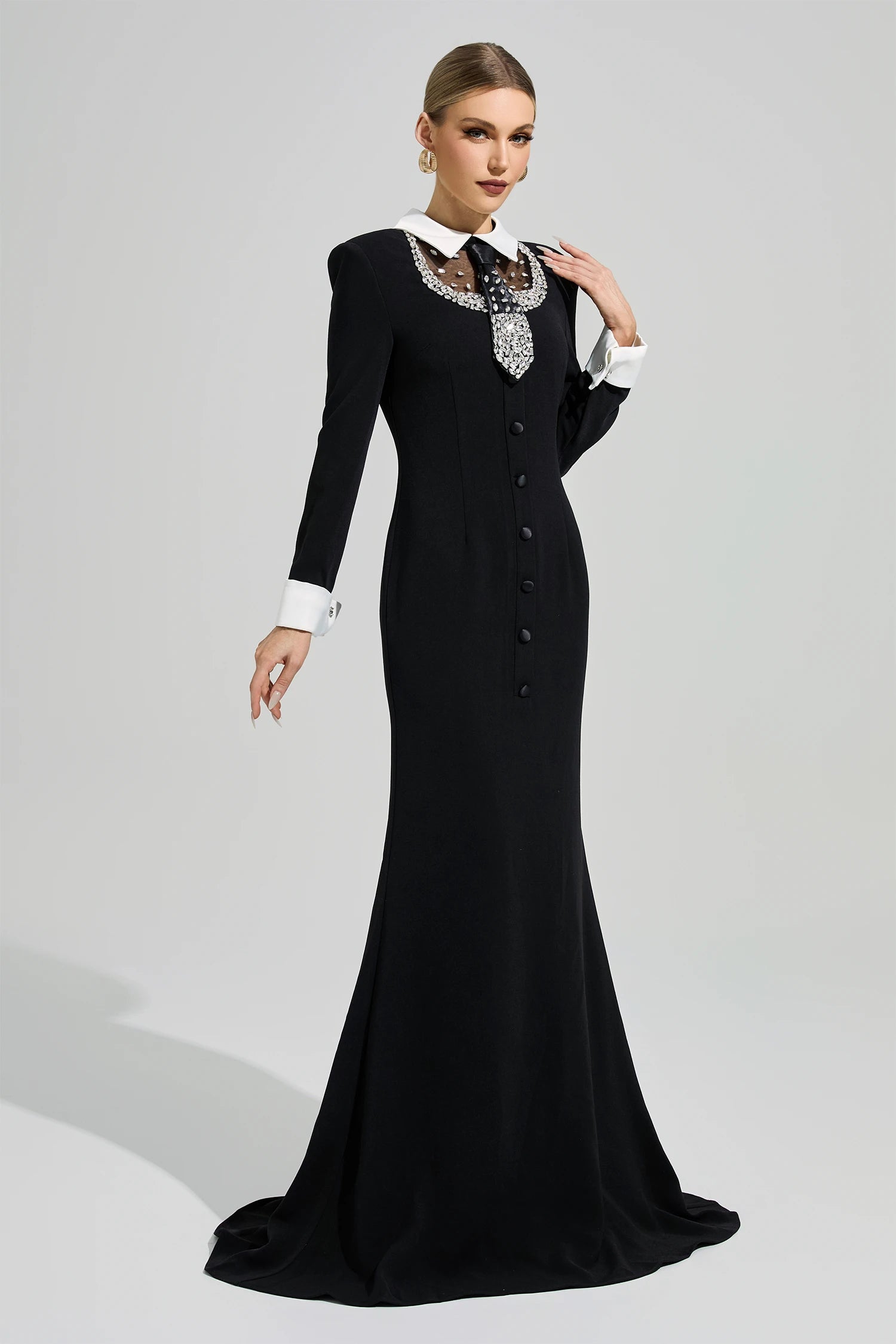 Orvandel Tie Crystal Embellished Maxi Dress