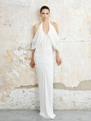 Haldro Draped Halter Maxi Dress In White