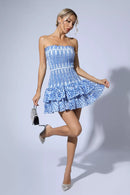 Larry Ruffle Mini Dress In Blue