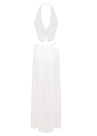 Susie Silk Crop Top Maxi Skirts 2 Pieces Sets In White