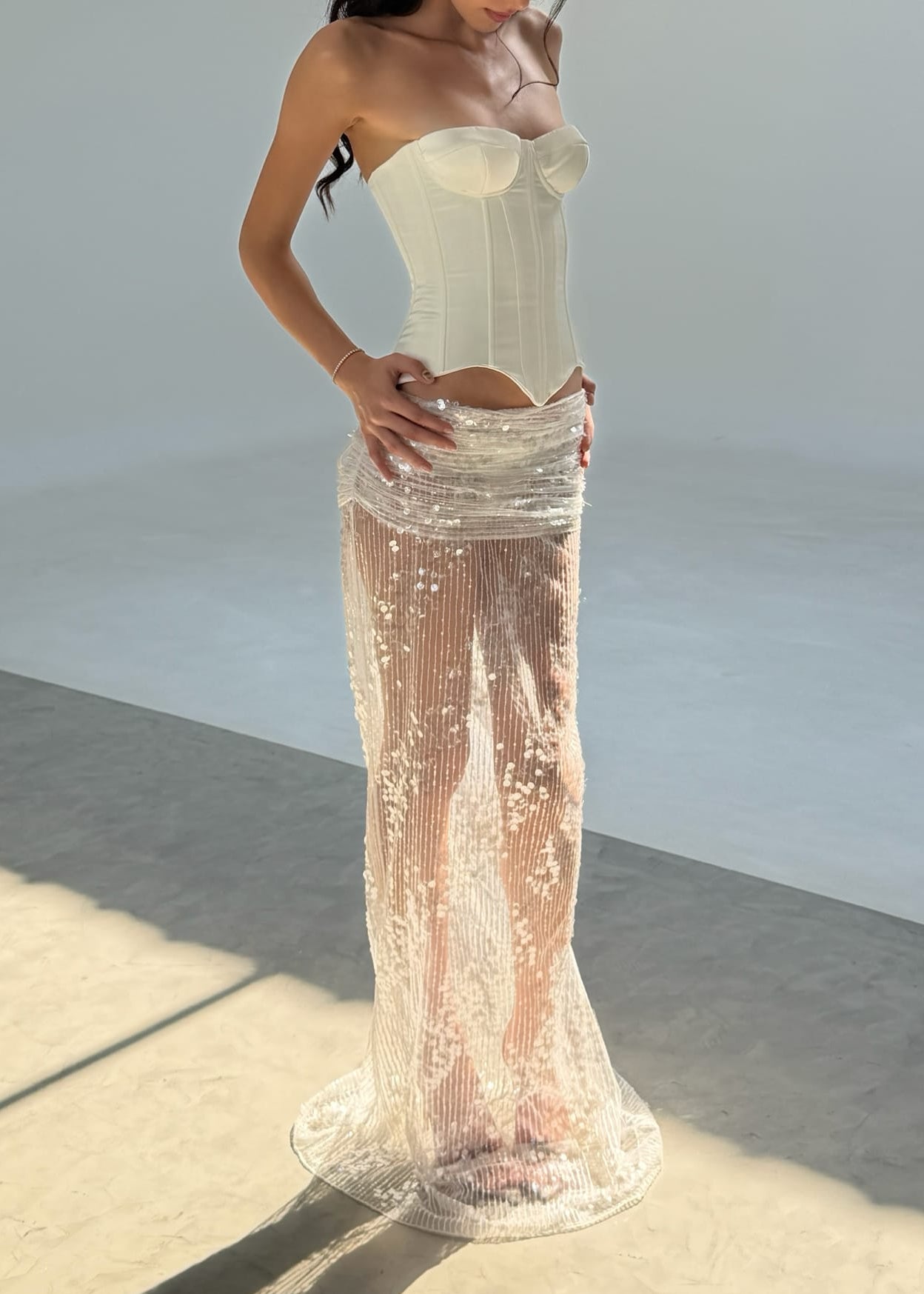 Auvellis Corset Top & Sequin Skirt Set