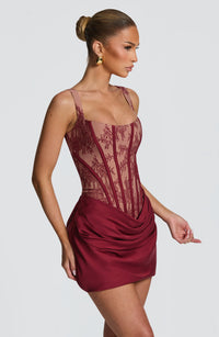Brennor Lace Mini Dress In Burgundy