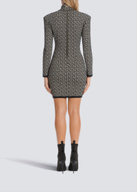Mystica Short Bicolor Jacquard Mini Dress With Monogram