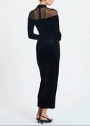 Doryxel Long Sleeve Mesh Insert Maxi Velvet Dress