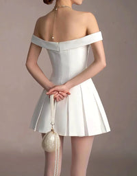 Nacala Floral Detail Bardot A Line Dress In White