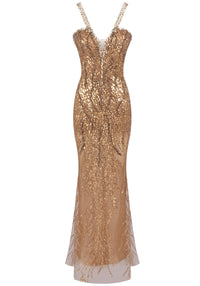 Cazara Sequin Maxi Dress In Gold