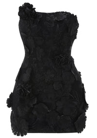 Nacho Strapless Embroidered Floral Mini Dress In Black