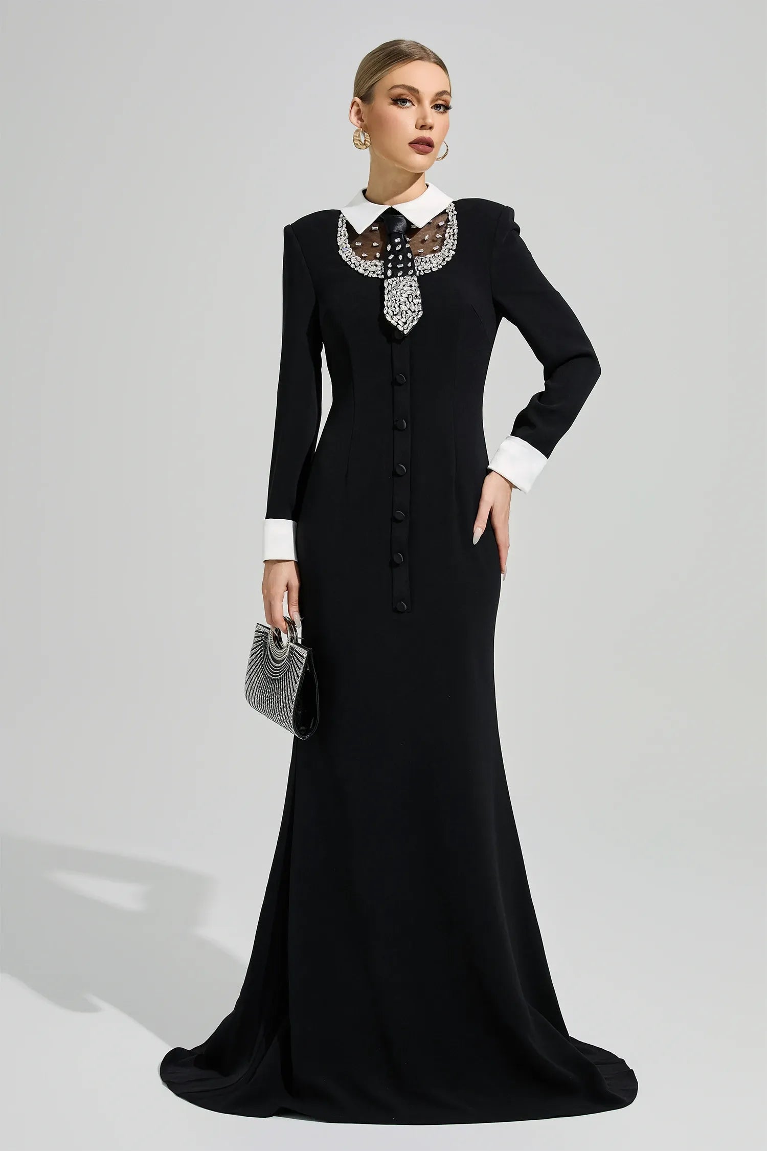 Orvandel Tie Crystal Embellished Maxi Dress