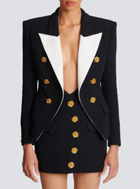 Dionte Slim-Fit Jacket With Roses Buttons In Black