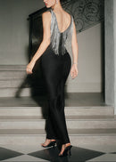 Helionar Tassel Back Detail Maxi Dress In Black