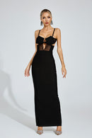 Phelia Mesh Insert Maxi Dress In Black