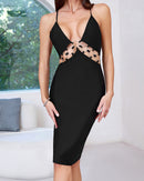 Elowynn Cutout Detail Midi Dress In Black